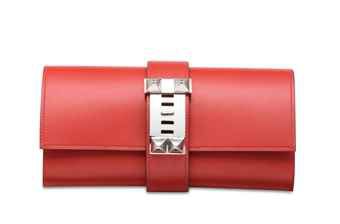 A SANGUINE TADELAKT LEATHER MÉDOR 23 WITH PALLADIUM HARDWARE