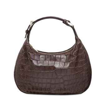 A MATTE BROWN ALLIGATOR SMALL BAG