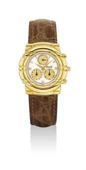 PIAGET. AN 18K GOLD CHRONOGRAPH WRISTWATCH WITH DATE