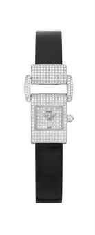 PIAGET. A LADY'S 18K WHITE GOLD AND DIAMOND-SET RECTANGULAR WRISTWATCH