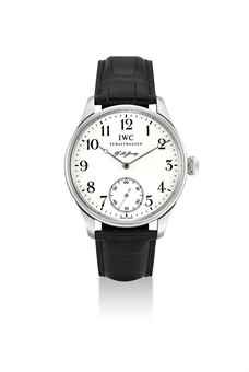 IWC. A FINE PLATINUM LIMITED EDITION WRISTWATCH, MADE TO COMMEMORATE FLORENTINE ARIOSTO JONES, THE FOUNDER OF IWC