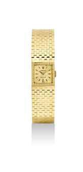 ROLEX. A LADY'S 18K GOLD SQUARE BRACELET WATCH