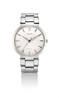 ROLEX. A FINE AND UNUSUAL STAINLESS STEEL WRISTWATCH WITH SWEEP CENTRE SECONDS AND BRACELET