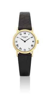 PATEK PHILIPPE. A LADY'S FINE 18K GOLD WRISTWATCH