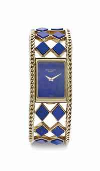 Patek Philippe. A Lady's Fine and Elegant 18k Gold and Lapis Lazuli Bracelet Watch