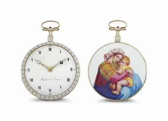 Robin à Paris. A Gold and Enamel Openface Verge Pocket Watch