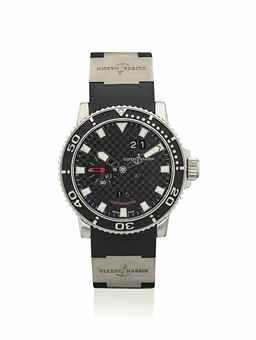 ULYSSE NARDIN. A FINE STAINLESS STEEL LIMITED EDITION AUTOMATIC PERPETUAL CALENDAR WRISTWATCH