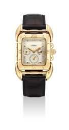 TABBAH. AN 18K PINK GOLD AUTOMATIC RECTANGULAR CHRONOGRAPH WRISTWATCH WITH DATE AND POWER RESERVE