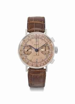 Rolex. An exceptional and very attractive stainless steel chronograph wristwatch with pink dial