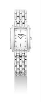 PATEK PHILIPPE. A LADY ’ S 18K WHITE GOLD AND DIAMOND-SET RECTANGULAR WRISTWATCH WITH BRACELET