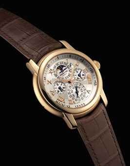 AUDEMARS PIGUET. A FINE 18K PINK GOLD AUTOMATIC PERPETUAL CALENDAR WRISTWATCH WITH MOON PHASES AND EQUATION OF TIME