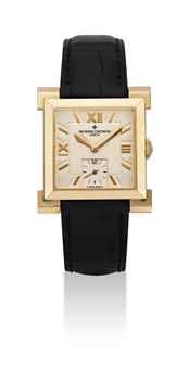 VACHERON CONSTANTIN. A FINE 18K GOLD LIMITED EDITION SQUARE WRISTWATCH