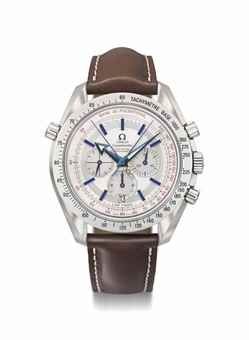 Omega. A Limited Edition Very Fine and Rare Stainless Steel Automatic Split Seconds Chronograph Wristwatch with Date and Co-Axial Escapement, Bracelet, Certificate of Authenticity, Chronometer Certificate, International Warranty and box