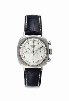 Heuer. An Attractive Stainless Steel Cushion-shaped Wristwatch