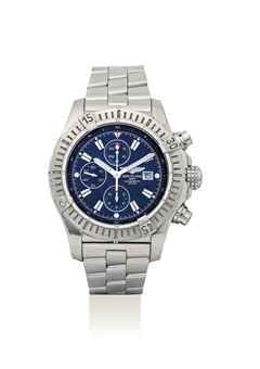 BREITLING. A STAINLESS STEEL AUTOMATIC CHRONOGRAPH WRISTWATCH WITH DATE AND BRACELET