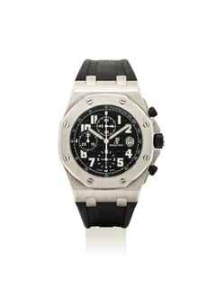 AUDEMARS PIGUET. A FINE STAINLESS STEEL AUTOMATIC CHRONOGRAPH WRISTWATCH WITH DATE