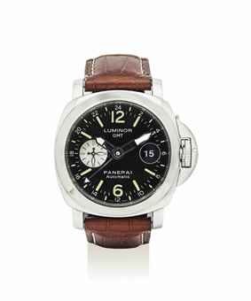 PANERAI. A STAINLESS STEEL AUTOMATIC LIMITED EDITION DUAL TIME WRISTWATCH WITH DATE