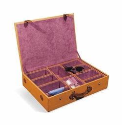 LOUIS VUITTON. A FINE CANVAS BRIEFCASE WITH SUN-GLASSES HOLDER COMPARTMENTS, CUSTOMIZED BY BERNARDINI LUXURY VINTAGE