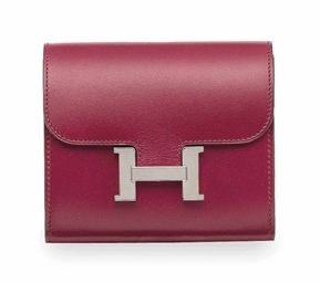 A RUBIS TADELAKT LEATHER SMALL CONSTANCE WALLET WITH PALLADIUM HARDWARE