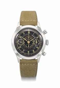 Vetta. A fine and highly attractive stainless steel chronograph wristwatch with multi-scale black gloss dial