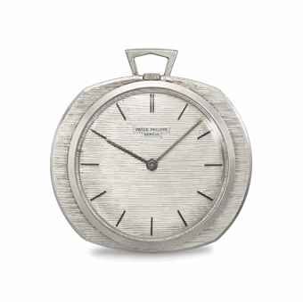 Patek Philippe. An unusual 18K white gold cushion-shaped openface keyless lever dress watch