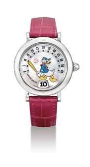 GERALD GENTA. A STAINLESS STEEL AUTOMATIC JUMP HOUR WRISTWATCH WITH RETROGRADE MINUTES AND MOTHER-OF-PEARL DIAL