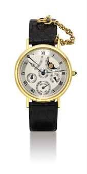 BREGUET. A FINE 18K GOLD AUTOMATIC PERPETUAL CALENDAR WRISTWATCH WITH POWER RESERVE, MOON PHASES AND LEAP YEAR INDICATION