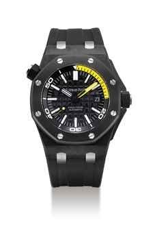 AUDEMARS PIGUET. A FINE FORGED CARBON AND CERAMIC AUTOMATIC WRISTWATCH WITH SWEEP CENTRE SECONDS AND DATE