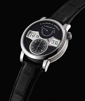 A. LANGE & SÖ HNE. A RARE AND FINE 18K WHITE GOLD WRISTWATCH WITH DIGITAL TIME DISPLAY, POWER RESERVE AND HACK FEATURE