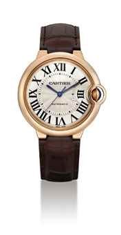 CARTIER. AN 18K PINK GOLD AUTOMATIC WRISTWATCH WITH SWEEP CENTRE SECONDS