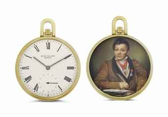 Patek Philippe. A Unique and Very Fine 18K Gold Openface Keyless Lever Pocket Watch with Enamel Miniature after Jacques Louis David by Suzanne Rohr, With Original Certificate of Origin