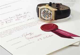 Girard-Perregaux. A Very Fine and Rare 18k Pink Gold Three Gold Bridges Tourbillon Wristwatch