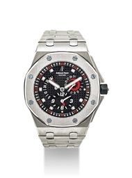 AUDEMARS PIGUET. A TITANIUM AND PLATINUM LIMITED EDITION AUTOMATIC DUAL TIME WRISTWATCH WITH DATE, POWER RESERVE AND BRACELET, MADE TO COMMEMORATE ALINGHI IN THE 2003 AMERICA’S CUP