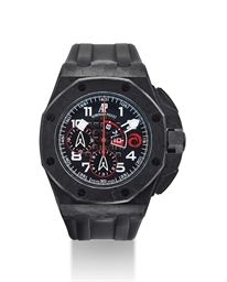 AUDEMARS PIGUET. A CARBON LIMITED EDITION AUTOMATIC CHRONOGRAPH WRISTWATCH WITH REGATTA COUNTDOWN