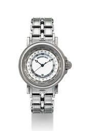 BREGUET. AN 18K WHITE GOLD AUTOMATIC WORLD TIME WRISTWATCH WITH SWEEP CENTRE SECONDS, DATE AND BRACELET