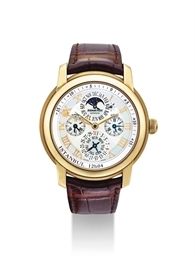 AUDEMARS PIGUET. AN 18K PINK GOLD AUTOMATIC PERPETUAL CALENDAR WRISTWATCH WITH MOON PHASES AND EQUATION OF TIME