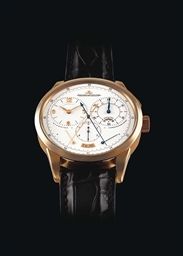 JAEGER-LECOULTRE. AN 18K PINK GOLD SINGLE BUTTON CHRONOGRAPH WRISTWATCH WITH DUAL POWER RESERVE DISPLAY AND 1/6TH OF A SECOND INDICATION