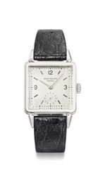 Patek Philippe. A very fine and rare platinum square wristwatch
