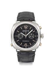 Panerai. A fine and rare, 18K white gold automatic limited edition split-seconds chronograph wristwatch with certificate and box