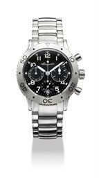 BREGUET. A LADY ’ S STAINLESS STEEL AUTOMATIC CHRONOGRAPH WRISTWATCH WITH DATE AND BRACELET