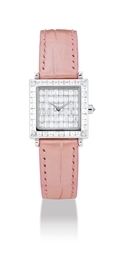 BOUCHERON. A LADY ’ S 18K WHITE GOLD AND DIAMOND-SET SQUARE WRISTWATCH