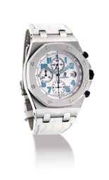 AUDEMARS PIGUET. A RARE STAINLESS STEEL LIMITED EDITION AUTOMATIC CHRONOGRAPH WRISTWATCH WITH DATE