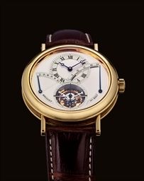 BREGUET. A FINE 18K GOLD TOURBILLON WRISTWATCH WITH POWER RESERVE AND RETROGRADE 24 HOUR INDICATION