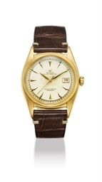 ROLEX. A FINE AND RARE 18K GOLD AUTOMATIC WRISTWATCH WITH SWEEP CENTRE SECONDS AND DATE