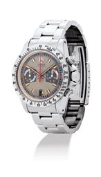 TUDOR. A FINE AND RARE STAINLESS STEEL CHRONOGRAPH WRISTWATCH WITH DATE AND BRACELET