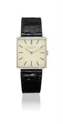 PATEK PHILIPPE. AN 18K WHITE GOLD SQUARE WRISTWATCH