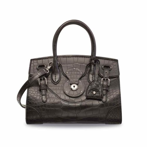 A MATTE BLACK ALLIGATOR SOFT RICKY 27 WITH SILVER HARDWARE