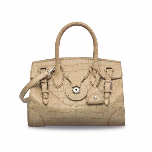 A MATTE BEIGE ALLIGATOR SOFT RICKY 27 WITH SILVER HARDWARE