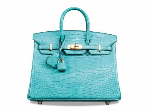 A MATTE BLEU SAINT CYR ALLIGATOR BIRKIN 25 WITH GOLD HARDWARE