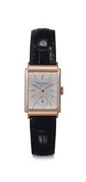 Patek Philippe. An 18k Pink Gold Rectangular-shaped Wristwatch with Highly Reflective Dial